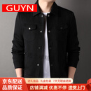 GUYN高端品牌夹克男外套秋秋新款时尚工装休闲港风潮牌上衣服 黑色 M (170)