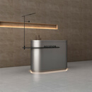 公司酒店不锈钢前台接待台定制现代带灯服务台餐厅艺术展厅吧台桌 喷砂银+黑色不锈钢【带灯】 120*50*100cm