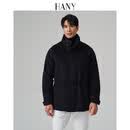 汉尼（HANY）[骆驼绒风雪夹克]男立领外套商务高端加厚保暖桑蚕丝羊毛大衣秋冬 曼佐尼藏青 XL (52) 【推荐体重170-190斤】