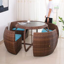 户外桌椅组合现代简约藤编创意室外露天庭院花园休闲防水藤椅家具 （大号）咖啡桌椅