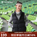 坦博尔羽绒马甲女短款立领宽松保暖女士背心马夹TD238006 黑色 165 