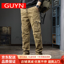 GUYN高端品牌男装美式高街休闲裤男宽松直筒裤男2025春秋新款工装裤男 棕色 棕色 29 体重110-120斤