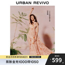 UR【钟楚曦联名款】2025秋季新款女度假风碎花连衣裙UYL750117 粉橙印花 (领口偏低) S