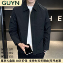 GUYN轻奢男装品牌夹克男外套男士2025春秋新款休闲百搭翻领春装 黑色 黑色 L