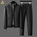 BG GLAMURB奢侈品牌男装套装高端服两件套防水防风户外加厚保暖男士中年 黑色 2XL