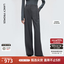 朗姿高级感灰色羊毛直筒阔腿西裤女高腰百搭西服裤2025年冬季新款 深灰色 L