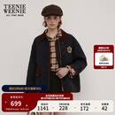 Teenie Weenie小熊女装棉服秋冬宽松复古潮流学院风撞色巴恩风外套 黑色 S (160)