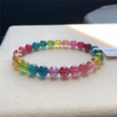 君闵高品质老矿艳丽碧玺天 然巴西老矿彩虹女士手链手串单圈送朋友 0克 36329荧光艳丽碧玺手链约7.1M