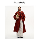Marisfrolg【筑感美学】玛丝菲尔秋新款翻领廓形长风衣式外套61852 酒红色 M