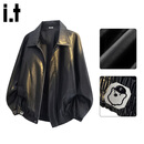 :CHOCOOLATEit美拉德机车皮衣夹克男冬季新款美式潮牌宽松翻领外套 黑色 L