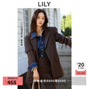 LILY菁英西装2025秋新款复古老钱风廓形宽肩通勤高级感西服外套女 732巧克力色 M