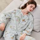 嫚熙（EMXEE）【直播-退换货】夏季薄款月子服孕妇哺乳睡衣产妇家居服套装 【牛油果纱罗】出游鸭（无哺乳口） L（适穿115-135斤）