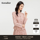 珂莱蒂尔商场同款2025年春新款气质浪漫重工蕾丝雪纺衫上衣 中红 L