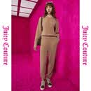 橘滋（Juicy Couture）杏仁果慵懒风羊毛混纺刺绣束脚口休闲裤女 浅卡其色 XL