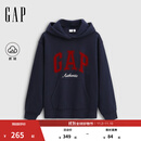 GAP女装2025秋季新款撞色Logo宽松抓绒套头连帽衫卫衣上衣792499 海军蓝 M (165/88A) 亚洲尺码