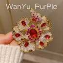 DL 1998品质红宝石胸针宫廷波尔卡石立体花朵胸针胸花女彩宝轻奢满