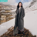茵曼2025冬季女装新款100%绵羊毛双面呢外套女美拉德翻驳洋气长款大衣 深花灰 S 155-162cm /95-110斤