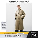 UR2025秋季新款女装雅丹风气质腰带超宽松风衣外套UWH150013 灰绿 (偏宽松) S (XS-S)