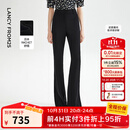 朗姿复古气质显瘦高腰黑色休闲裤喇叭裤马蹄裤2024年夏新款长裤子 黑色 M