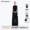 ANN ANDELMAN【王玉雯同款】官方直营 牛仔腰头拼接西裤直筒长裤 黑色 XS