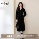 伊芙丽（eifini）伊芙丽精致花边装饰丝绒针织显瘦百搭小黑裙2025冬季新款女连衣裙 黑色 M 105-115斤