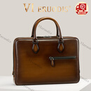VI-ERUODIS【臻奢】2025新款男士公文包头层牛皮真皮电脑包商务手提包男 烟草棕 15英寸