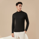 NBNSEN半高领打底衫男2025冬季保暖内衣长袖T恤修身内搭上衣男士 圆领黑色 均码