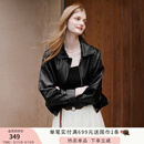 香影美拉德咖色皮衣女短款2025秋季新款复古翻领pu皮机车夹克外套 黑色 M 联系客服有惊喜