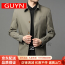 GUYN高端品牌男士夹克秋季新款时尚翻领休闲上衣外套百搭宽松 军绿色 军绿色 M 170建议100-115斤