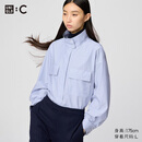 优衣库合作款/女装棉质立领衬衫式茄克/长袖25秋冬新款481429 66 蓝色 M /160/84A