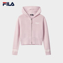 FILA 斐乐官方女士编织衫冬季休闲宽松连帽拉链毛衣开衫
