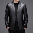 UOSO轻奢品牌男装秋季真皮皮衣男士绵羊皮韩版修身短款外套 黑色 XL 180 适合65-72KG