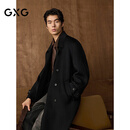 GXG男装 商场同款平驳领长款大衣 2025年冬季新品G25X264015 黑色 L