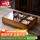 青苹果新中式干果盘水果盘零食盘分格 6格干果盒+锤纹小碗6只