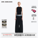 ANN ANDELMAN【明星同款】官方直营 牛仔腰头拼接西裤直筒长裤 黑色 XS