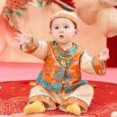 旗铂宝宝周岁礼服男宝抓周宴衣服婴儿国风生日宴套装秋 金玉祥瑞 90