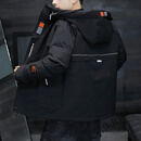 北面羽王冬季外套男2025新款潮牌棉服男连帽加厚棉衣青少年棉袄防寒服 黑色 4XL