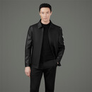 梦特娇（MONTAGUT）新款皮衣男翻领2025春秋中老年爸爸绵羊皮男士皮夹克潮外套上衣 黑色-翻领-8033 5XL 200