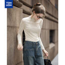 唐狮（TonLion）2026春秋新款打底衫女可外穿半高领净色肌理针织打底衫高级感内搭