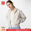 优衣库女装快干休闲拉链连帽外套/长袖运动卫衣开衫479603 30 浅米色 M /160/84A
