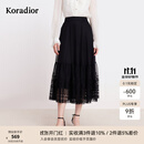 珂莱蒂尔秋季优雅法式气质高品质A字裙半身裙女 黑色 XL