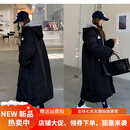 暖冬鸭鸭胖妹妹羽绒棉服加肥加大韩版200斤300斤男女长款过膝外套冬季韩系 黑色 2XL 建议130-180斤