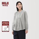 无印良品（MUJI） 女式 棉纱 长袖罩衫 女士衬衫衬衣内搭女装25年秋季上衣BC2O7A5A 浅灰色条纹 M （160/84A）