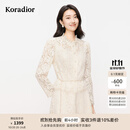 珂莱蒂尔【商场同款】2025新蕾丝衫女长袖优雅立领设计感上衣 本白色 L