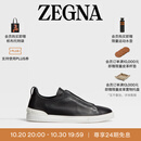 Zegna双11甄选杰尼亚男鞋黑色Triple Stitch™SECONDSKIN奢华休闲鞋 黑色 41.5 (7.5)