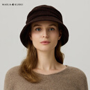 玛丽亚·古琦（MARJA KURKI）生日礼物渔夫帽女保暖防风进口羊毛盆帽修饰脸型绒语叠影 红咖