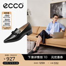 爱步（ECCO）穆勒鞋女 尖头单鞋浅口粗跟皮鞋 型塑214243 黑色21424301001（羊皮革） 38