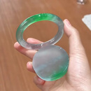 天然a货高冰种飘绿花翡翠手镯圆条老坑缅甸正圈贵妃玉镯子平安镯