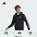 adidas休闲连帽拉链夹克外套男装秋季阿迪达斯官方轻运动GK9032   黑色/白   XL