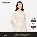 珂莱蒂尔【商场同款】2025新蕾丝衫女长袖优雅立领设计感上衣 本白色 L